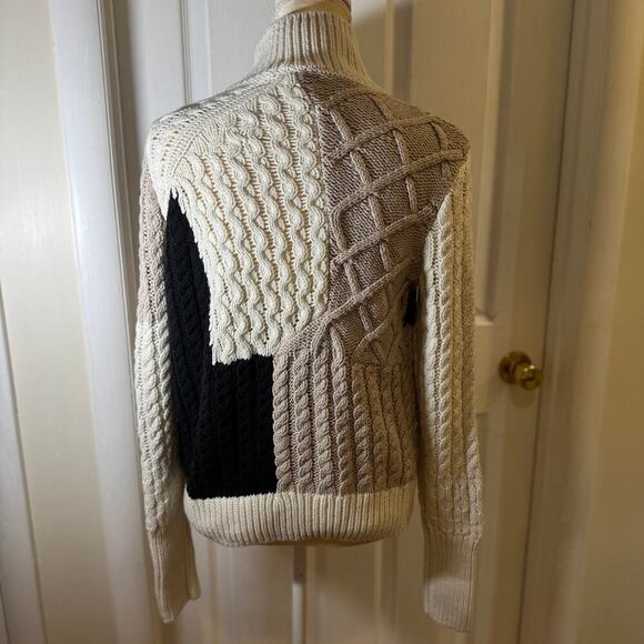 G.H. Bass Chunky Multi Color Asymmetrical Design Turtleneck Pullover Sweater L - Picture 5 of 7